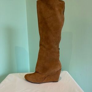 Jessica Simpson Brown Suede Wedge Knee Boots